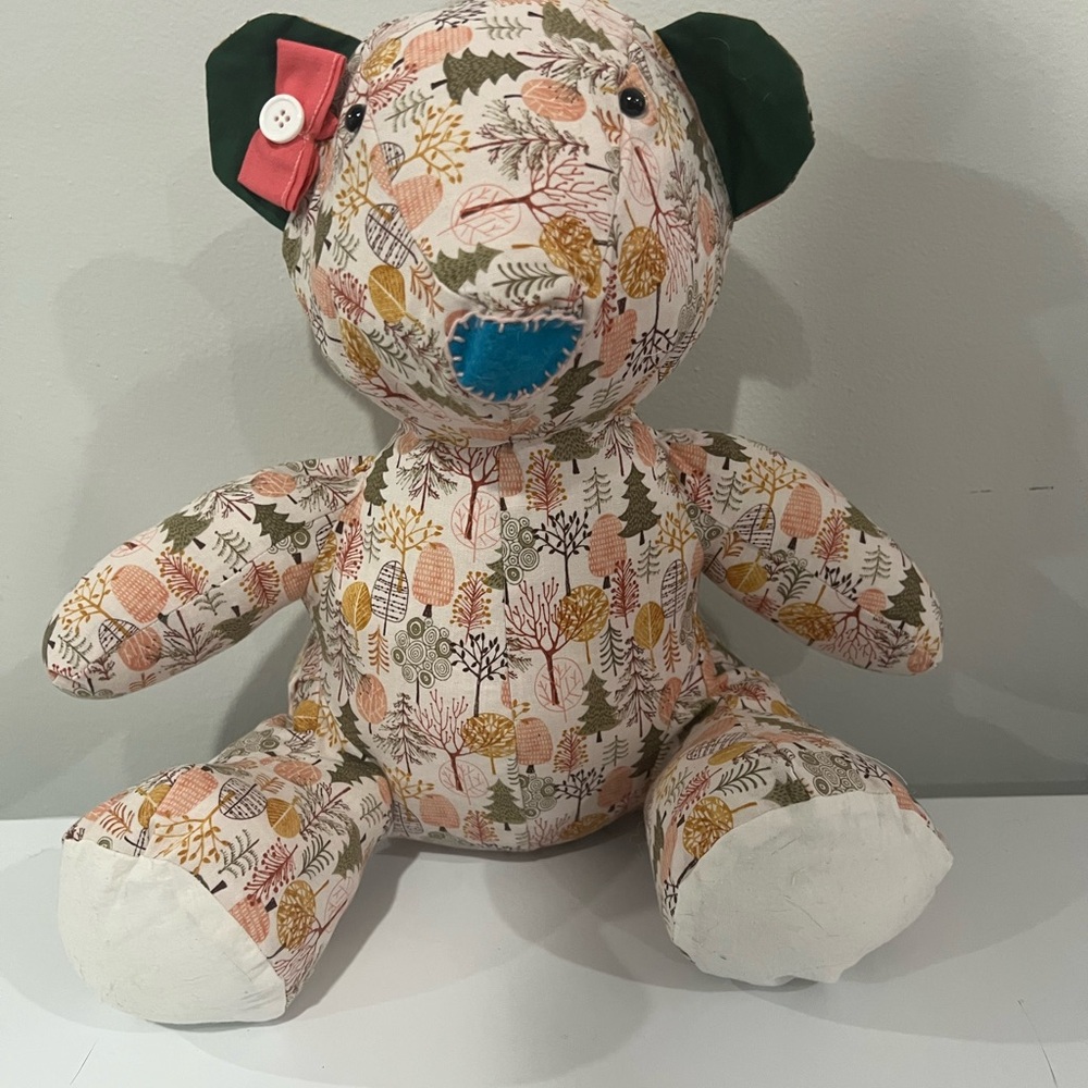 Patterned Stuffed Animal with Green Ears